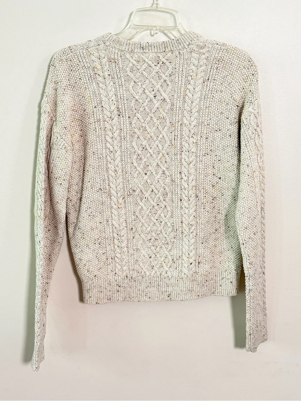 J. Crew cream oatmeal Donegal cable crewneck sweater Small